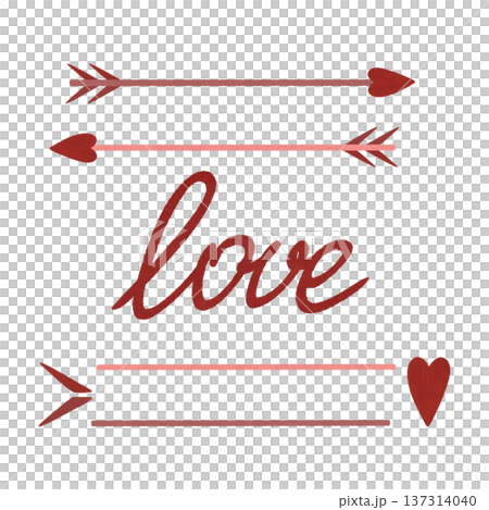 Love arrows with hearts, constructor. The word Love. A set of elements in a flat cartoon style Red, pink Watercolor, pastel. Isolated design elements for goods, polygraphy, prints, packaging, textiles Love arrows with hearts, constructor. The word Love. A set of elements in a flat cartoon style Red, pink Watercolor, pastel. Isolated design elements for goods, polygraphy, prints, packaging, textiles 137314040