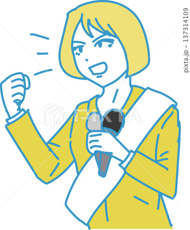 選挙演説する女性候補者 選挙演説する女性候補者 137314109