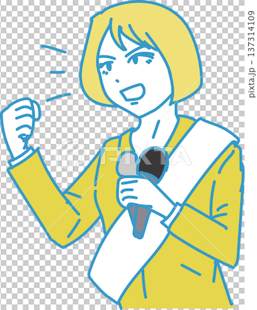 選挙演説する女性候補者 選挙演説する女性候補者 137314109