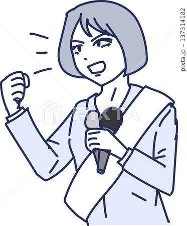 選挙演説する女性候補者 選挙演説する女性候補者 137314182