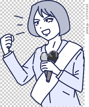 選挙演説する女性候補者 選挙演説する女性候補者 137314182