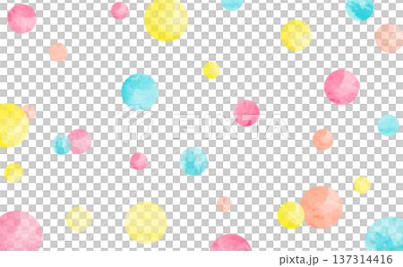 Watercolor style vivid color polka dot background material 137314416