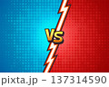 Comic Versus Vector Background. Versus Battle Screen. Versus vs Arena Split. Blue Red Halftone Divider. Game Competition Banner Template, Dynamic Fighting Poster Backdrop 137314590