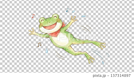 天氣變暖，青蛙們活力四射地跳躍著。 137314897