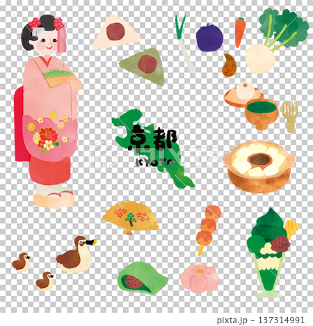 Watercolor tourist illustration of Kyoto 137314991