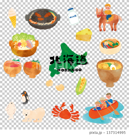 Watercolor tourist illustration of Hokkaido Watercolor tourist illustration of Hokkaido 137314995