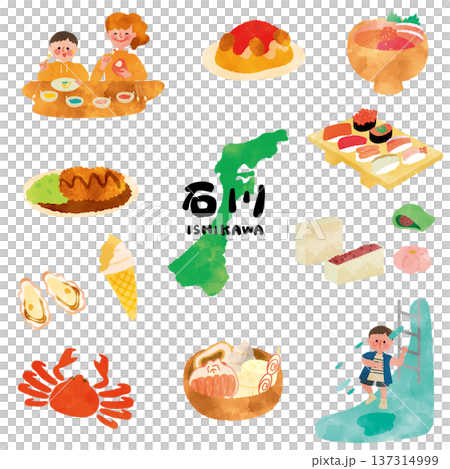 石川県の水彩観光イラスト 石川県の水彩観光イラスト 137314999