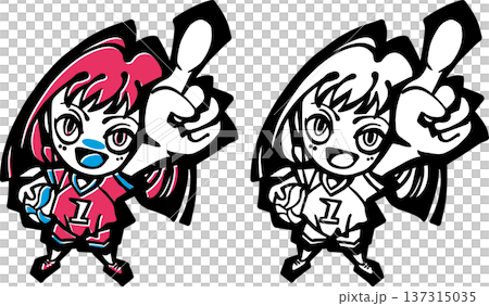 排球插圖（女孩，兒童，大笑，最佳，酷） 137315035