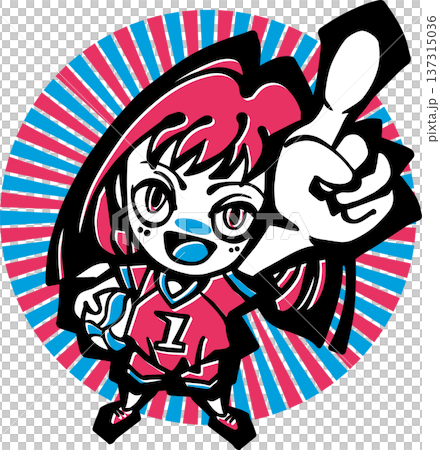 排球插畫（女孩、小孩、大笑、最佳、酷炫、線條集中） 137315036