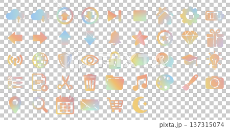 Pastel color gradient UI icon set vector material for web apps 137315074