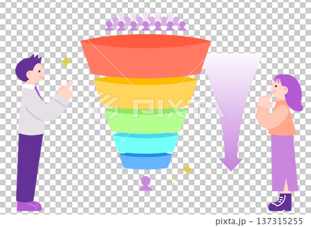 Consulting scene using a marketing funnel diagram 137315255