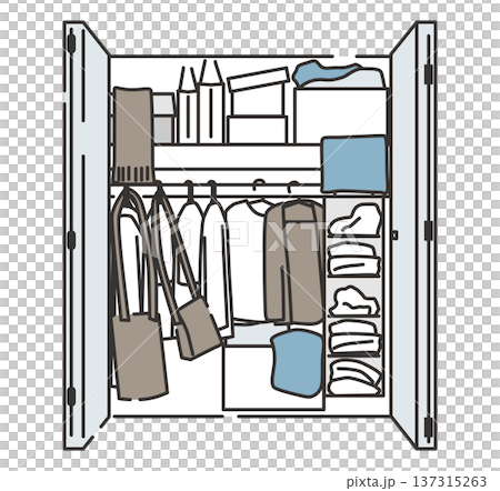 凌亂衣櫥的插圖 137315263