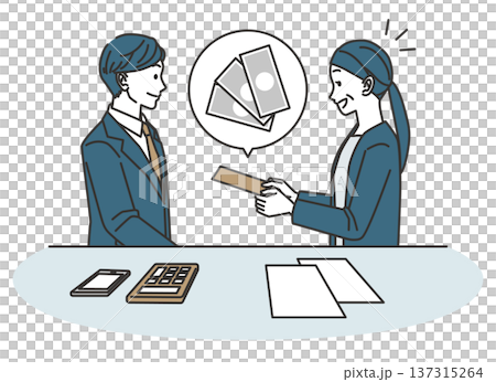 圖解：一位女士在購物完成後收到現金 137315264