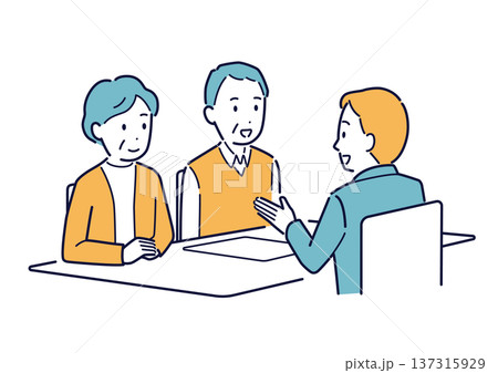 相談をする高齢夫婦のイラスト 137315929