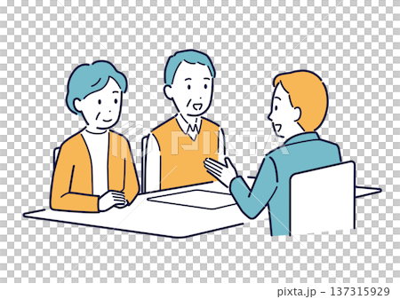相談をする高齢夫婦のイラスト 137315929