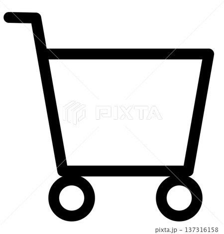 ショッピングカートのシンプルなモノクロ線画アイコン 137316158