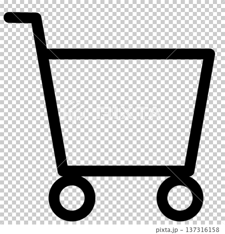 ショッピングカートのシンプルなモノクロ線画アイコン 137316158