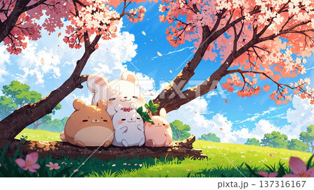 お花見のイラストデザイン 137316167