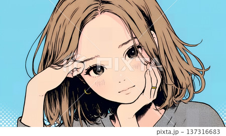 お茶目な(生意気な表情をした遊び心のある)若い女性 お茶目な(生意気な表情をした遊び心のある)若い女性 137316683