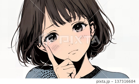 お茶目な(生意気な表情をした遊び心のある)若い女性 お茶目な(生意気な表情をした遊び心のある)若い女性 137316684