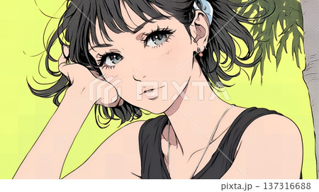 お茶目な（生意気な表情をした遊び心のある）若い女性