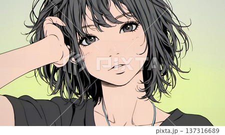 お茶目な（生意気な表情をした遊び心のある）若い女性 137316689