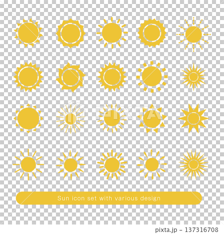 多様なデザインの太陽アイコンセット 137316708