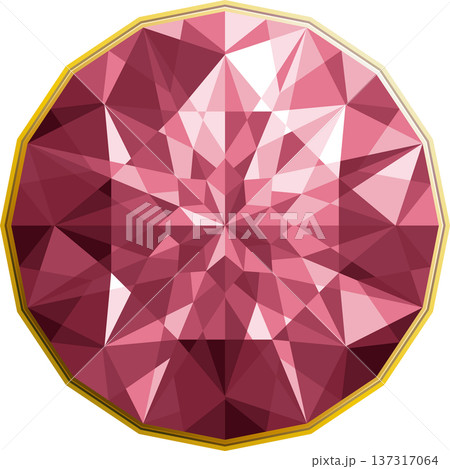 宝石ブリリアントカットのイラスト・レッド 137317064
