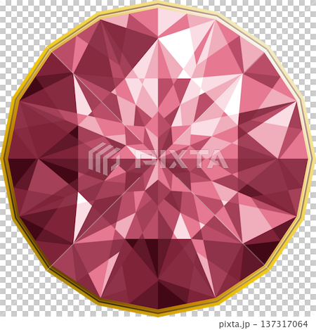 宝石ブリリアントカットのイラスト・レッド 137317064