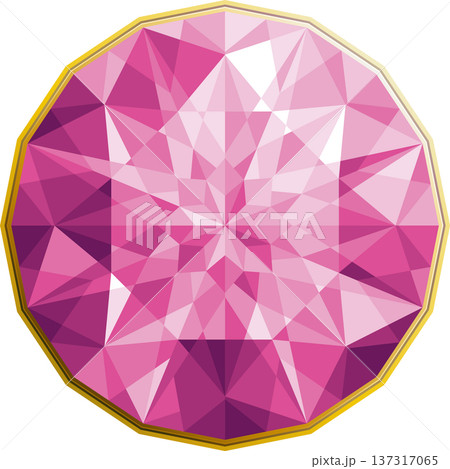 宝石ブリリアントカットのイラスト・濃いピンク 137317065