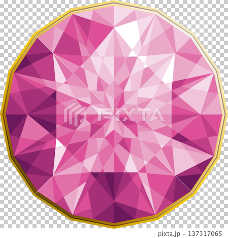 宝石ブリリアントカットのイラスト・濃いピンク 137317065