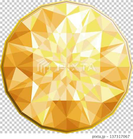 宝石ブリリアントカットのイラスト・イエロー 137317067