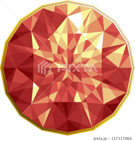 宝石ブリリアントカットのイラスト・オレンジ 137317068