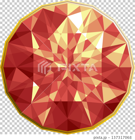 宝石ブリリアントカットのイラスト・オレンジ 137317068