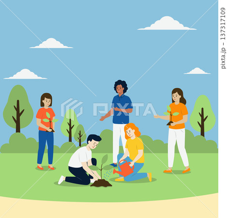 People Planting Tree Together for Environmental Protection People Planting Tree Together for Environmental Protection 137317109