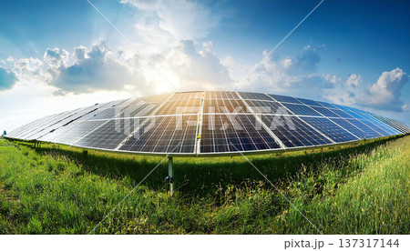 草原に設置されたメガソーラー 草原に設置されたメガソーラー 137317144