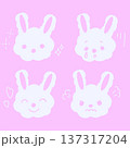 かわいいうさぎの表情アイコンセット シンプル手描き風ラビットキャラクターイラスト素材 137317204