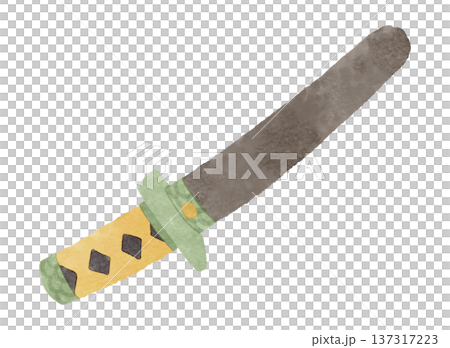 Illustration of a May doll with a sword, watercolor style 137317223
