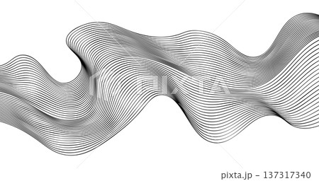 Flowing vector wave composed of black dashed lines and dots creating a dynamic fluid motion Flowing vector wave composed of black dashed lines and dots creating a dynamic fluid motion 137317340