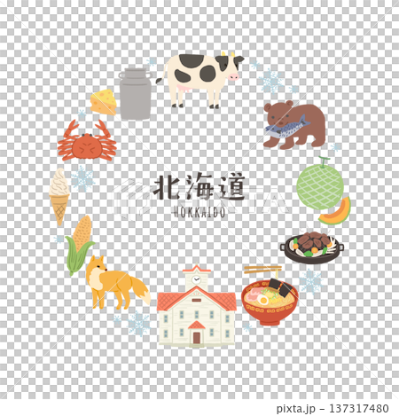 Cute illustration set related to Hokkaido - Frame 137317480