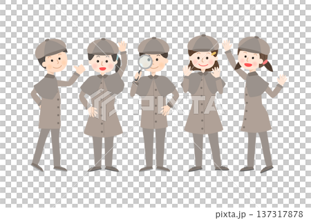 孩子們裝扮成偵探 137317878