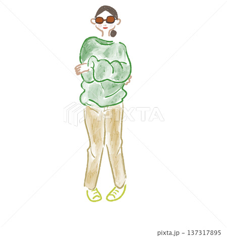 サングラス オシャレな女性 水彩 サングラス オシャレな女性 水彩 137317895