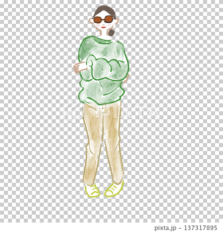 サングラス オシャレな女性 水彩 サングラス オシャレな女性 水彩 137317895