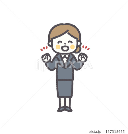 オフィスで働く女性色々な表情とポーズセット 137318655