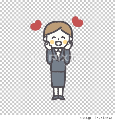 オフィスで働く女性色々な表情とポーズセット 137318658