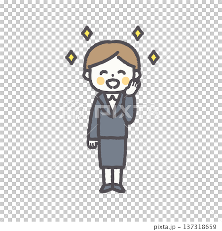辦公室職業女性，各種面部表情和姿勢 137318659