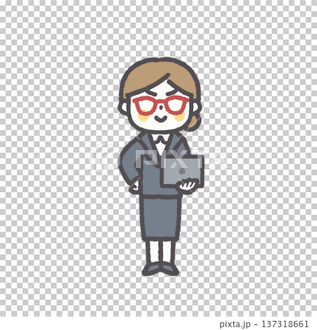 辦公室職業女性，各種面部表情和姿勢 137318661