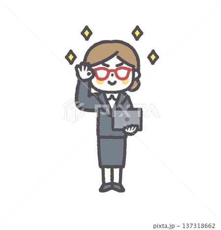 オフィスで働く女性色々な表情とポーズセット 137318662
