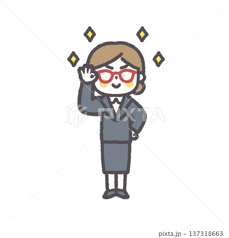 オフィスで働く女性色々な表情とポーズセット 137318663