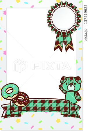 可愛いチェキ デコレーション フレーム リボン 子供向け キュートなアニマル 犬 チョコミント 137319622